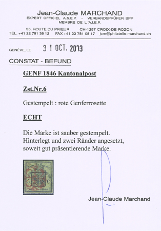 Grosser Adler mit Genfer Rosette AW Nr. 2 entwertet,