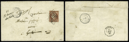 N°7 1 franc Vermillon, bien margé, oblitéré par deux