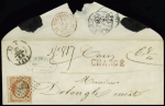 N° 16 avec voisin, obl. PC 1727 sur lettre chargée
