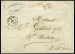 BOUCHES-DU-RHONE Enveloppe chargée de Marseille 1856
