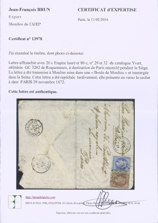 Rarissime cachet de repêchage Paris 29.11.7