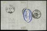 Allemagne : n°55+65+75, affranchissement composé Cérès-sage OBL CAD T.17 Lure (69) (1877) sur lettre pour Guebwiller. TB