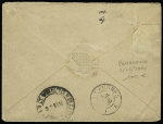 Roumanie : N°89 + 96 en paire OBL CAD "Troyes Aube" (1896) sur lettre recommandée du 1er échelon de poids pour Bucarest. TB