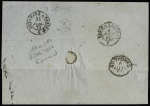Sainte-Croix : (Antilles danoises) : n°72 OBL CAD "Bordeaux Gironde" (1877) seul sur lettre pour l'Ile de Sainte-Croix (Antilles danoises) avec taxe locale 4 cents au crayon rouge pour le transfert entre Saint-Thomas et
