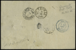 Sainte-Croix : (Antilles danoises) : n°90 + 92 OBL CAD "Bordeaux Gironde" (19.9.1881) seul sur lettre pour Christiansted avec arrivée au verso (derniers jours du tarif n°2 à 40c avant le tarif unque U.P.U du 1.10.188