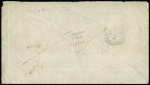 Canada : n°38 + 75 OBL CAD "Paris PL. de la Bourse" (1877) sur lettre du 1er échelon pour Peterboro (Ontario) avec taxe anglaise d'acheminement au tampon rouge. RR et TB