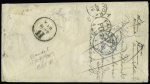 Etats-Unis : n°92 OBL CAD "Dinan Cotes du Nord" (1882) en mixte avec USA n°41, 3c vert  sur lettre réexpédiée à Multon avec mention manuscrite "care Mis Sarah Wallock" (aux bons soins de Madame Sarah Wallock). RR e