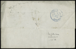 Mexique : n°82, 1F olive, OBL CAD "Paris R. Milton" (1877) seul sur lettre du 1er échelon de poids par voie des Etats-Unis pour Tampico avec transit New-York au verso. TB