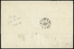 Mexique : n°38 + 69, 2 pièces, OBL Bordeaux Gironde (1877) sur lettre du 1er échelon de poids par voie de Saint-Nazaire pour Vera-Cruz. Aff. composé Cérès- Sage. TB