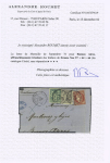 Argentine : n° 57 + 64 + 66 OBL CAD "Marseille Bches du Rhone" (1876) sur lettre du 1er échelon de poids pour Buenos Ayres, bel aff. composé Cérès-Sage. TB