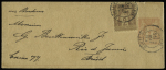 Brésil : n°85 OBL CAD "Paris R. Bleue" (1889) sur entier postal bande 3c orange pour Rio de Janeiro. TB
