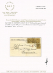 Guatemala : n°92, 4 pièces, OBL CAD "Paris R. Taitbout" (1880) sur lettre du 1er échelon de poids au tarif du 1.4.1879 avec taxe au tampon rouge de 4 réales du port d'arrivée jusqu'à destination et griffe noire "Vo
