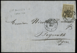Syrie : n°69, 30c brun clair OBL CAD "Marseille Bches du Rhone" (1877) sur lettre du 1er échelon avec au verso CAD d'arrivée "Beyrouth Syrie". TB