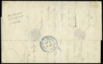 Turquie : n°79 (LD) OBL CAD type 15 "Constantinople Turquie" (1878) sur lettre pour Tulscha avec au verso rarissime CAD perlé bleu "Tulscha Turq. D'Europe". TB