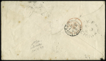 Australie : n°75 en paire + 92 en paire OBL CAD "Paris PL. de la Madeleine" (1885) sur lettre du 1er échelon de poids pour Merlbourne (Australie méridionale). TB