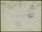 Nouvelle-Calédonie : n°90 OBL CAD ambulant "Cette a Tarascon rapide C" (1888) sur lettre du 1er échelon de poids pour Nouméa avec taxe 2 tampon façon manuscrite et au verso CAD d'arrivée Nouméa, jolie pièce rare