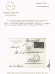 Nouvelle Zélande : n°97 en paire OBL hex à cercle intérieur "Bordeaux les Salinières A - Gironde" (1890) sur lettre recommandée pour Wellington. Rare et TB