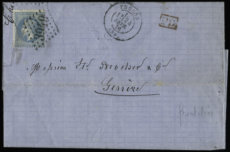 THONON GC 3949 sur n° 29B + T17 + PD rouge sur lettre