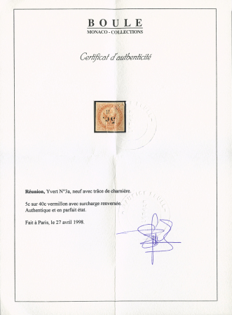 N° 3a Surchargée renversée, neuf, oxydé sinon TTB,