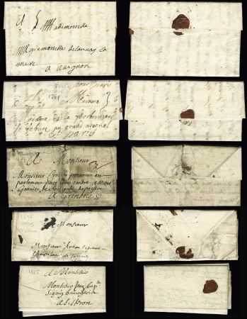 1655-1715, Lot de 5 lettres dont Rochegude (Drôme)