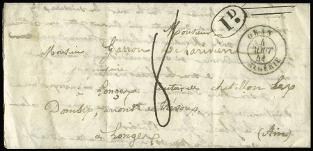 Lettre avec CAD type 15 "Oran Algérie" (1841) pour