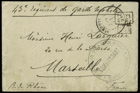 Lettre avec mention manuscrite "43e régiment de ga
