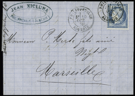 N°60 OBL CAD type 17 "Philippeville Algérie" (10 o