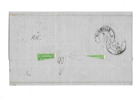 Lettre sans timbre de Smyrne pour Lyon avec CAD oc