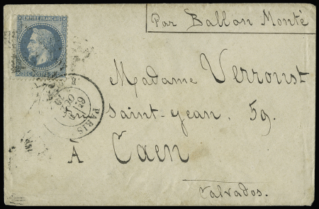 Ballon monté de Paris 09.10.1870 pour Caen, arr. 18.10.70,