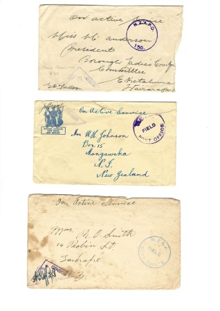 1943-44, Lot de +20 lettres et V-Mail des Forces Néo-Zélandaises