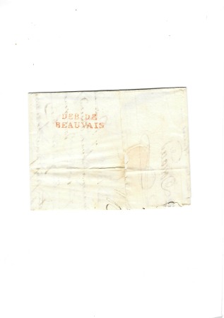 DEB DE BEAUVAIS au tampon rouge sur lettre de Paris