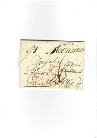 DEB 58 NOYON au tampon rouge sur LAC d'Issoudun 1812