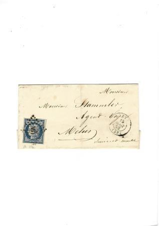 N° 4 25c bleu obl. PC 386 sur lettre de Betz (Oise)