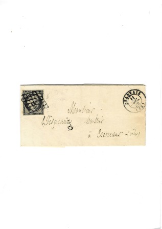 N° 3 20c noir obl. grille sur lettre T15 Beauvais