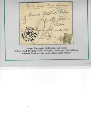 Lettre en franchise avec mention manuscrite "Poste