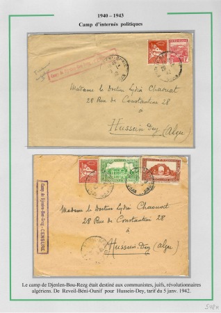 2 lettres d'internés politiques (1942) avec griffe