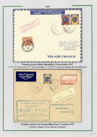 Album brun de 61 plis par avion et premiers vols d