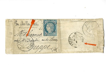 N°37 OBL étoile muette + CAD "Paris (60)" (22 oct 