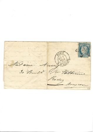 N°37 OBL étoile 2 + CAD "Paris R. St Lazare" (7 fe