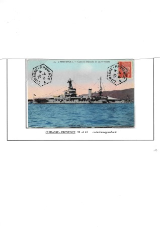 N°514 OBL hex "Cuirassé Provence" type 2 (1941) su