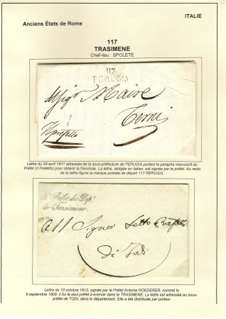 Italie (117 Trasimène). Lettre avec MP noire "117 