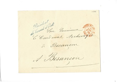 Lettre avec franchise bleue "Président du Conseil