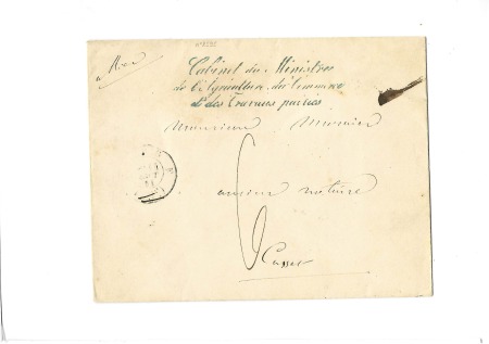 Lettre avec franchise bleue "Cabinet du Ministre d