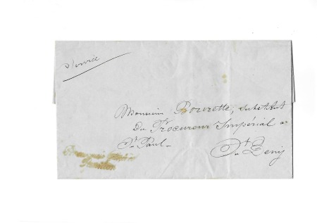 Lettre locale de Saint-Denis (1855) avec cursive r