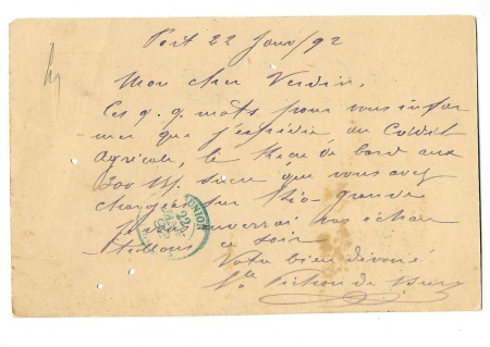 Col Gen entier carte postale 10c Alphée Dubois noi