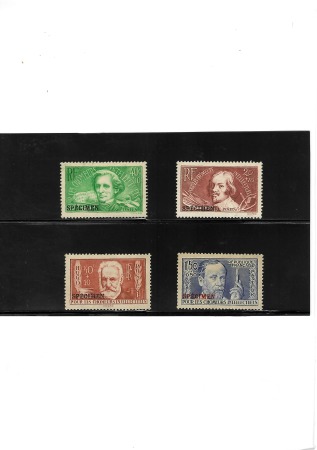 N°330 à 333 avec surcharge SPECIMEN, toujours sans