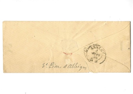 SAINT PIERRE D'ALBIGNY càd sarde 01.06.1858 sur n°