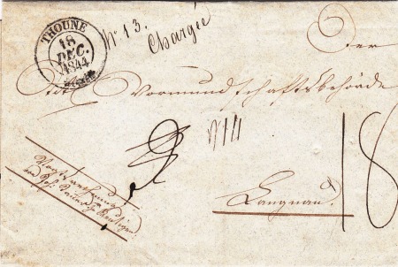 18. Dezember 1844 - Thun nach Langnau - Umschlag mit