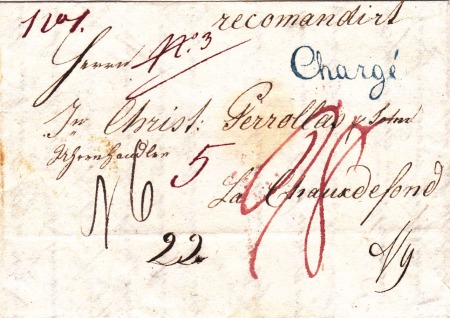 1845 - Chur nach La Chaux de Fonds - Faltbriefumschlag