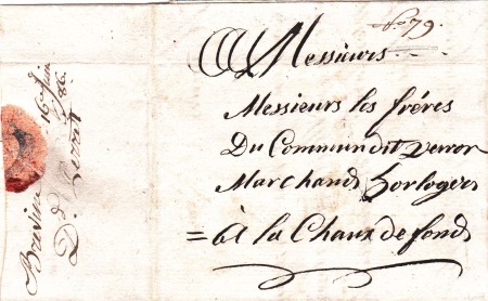 16. Juni 1786 - Brevine nach La Chaux de Fonds - Einschreibebrief